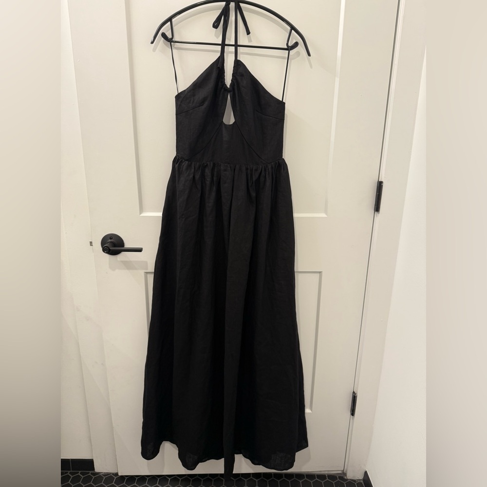 DISSH Alyssa Black Linen Maxi Dress